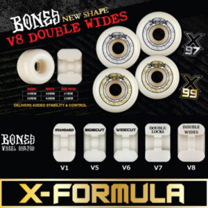 BONES® WHEELS X-Formula Skateboard Wheels Double Wides V8 56mm X97 4PK - Image 5